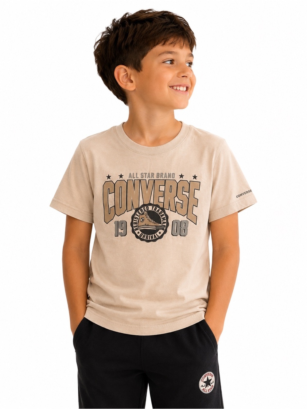 Converse All Star Graphic Logo T-Shirt White Kids Size 7 (6–7Y) Cotton